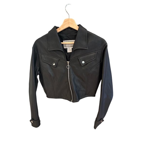 B.B. Dakota Jackets & Blazers - BB Dakota Black Faux Leather Cropped Moto Jacket Women’s Medium – Retro Western